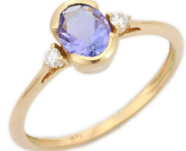 14K Gold Tanzanite &amp;Diamond Promise Ring - £318.20 GBP