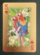 Animal-Themed Golden Foil PVC Mini Playing Card Parrot 3 Hearts - $1.84