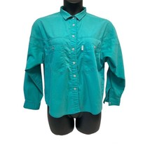 Vintage 80s 90s Gitano Teal Button Down Button Up Shirt Size LARGE - £7.91 GBP