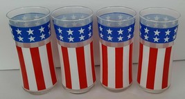 4 Libbey American Flag Drinking Glasses Tumblers Red White Blue STARS &amp; STRIPES - £19.94 GBP