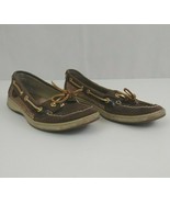 Sperry Top Sider Angelfish Womens Brown Leather Boat Shoe Gold Glitter S... - $29.69