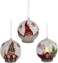 Ganz LLX1286 LED Gnome Ornaments, 3-inch Height, Set of 3 - £42.24 GBP