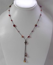 Dabby Reid Heidi Necklace Red Velvet Swarovski Crystal Dbl Dangle Y HDN 4188B - £21.79 GBP