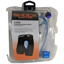 Shock Doctor Black Core Compression Shorts Bio-Flex Boys Sz XL Cup M Medium - £24.02 GBP