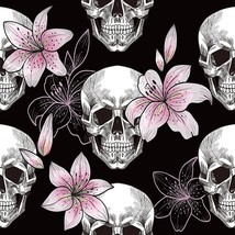 Bedroom Black/White Removable Self-Adhesive Accent Wall Decorations Skull Lily - £31.91 GBP