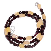 Natural Aventurine Garnet Gemstone Mix Shape Smooth Beads Necklace 17&quot; UB-5783 - £7.86 GBP