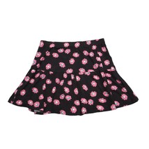 Crepas Skirt Womens M Black Pink Short Flare Floral Elastic Waist Pull On - £14.63 GBP