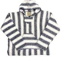 Baja Joe XL Woven Blanket Rug Pullover Hoodie Hippy Boho Mexico Black/Gray - $20.52 CAD
