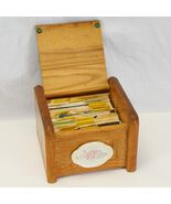 Pfaltzgraff Tea Rose Wooden Recipe Box Walnut Wood w/ Plaque Handwritten... - $27.30 CAD