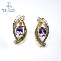 100% natural tanzanite gemstone earring oval cut 4*6ct real tanzania colorstone  - £59.91 GBP