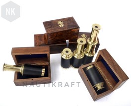 Brass 6-Inch Telescope(Pack of 10) with Wooden Box antique telescope gift item - $118.09