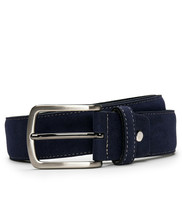Fashion modern belt on vegan suede with square sleek silver buckle &amp; tapered tip - £36.03 GBP