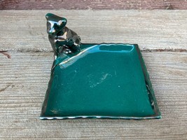 VTG Made in Germany Luster DOG Figural Pin Dish Ashtray ? Green Ceramic - £11.72 GBP