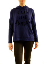 SUNDRY Womens Hooded Casual Easy Like Sunday Pullover Cosy Fit Blue Size S - $42.51
