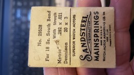 NEW Vintage Sandsteel  Mainspring w/ back case Watch 18 sz South Bend No.- 29528 - £12.13 GBP