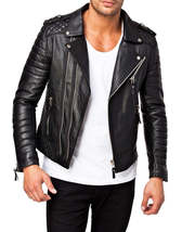 Mens Leather Jacket Stylish Genuine Lambskin Motorcycle Bomber Biker Jac... - £94.42 GBP