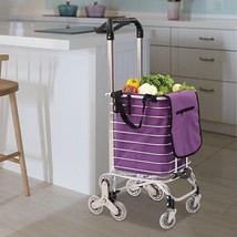 Folding Shopping Cart Grocery Trolley Laundry Stair Climbing Handcart 6/8 Wheels - £45.66 GBP