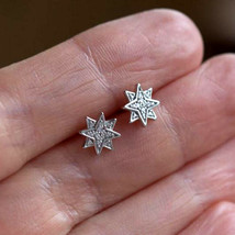 0.48ct Diamond 14k White Gold Star Design Precious Wedding Earrings - £617.18 GBP