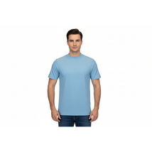 Men Dressy T-Shirt LOG-IN UOMO Soft Crew Neck Corded Short Sleeves 218 Sky Blue image 7