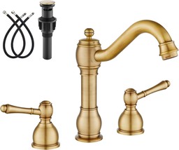 Gotonovo Antique Brass Widespread Bathroom Faucet For 3 Hole Sink With D... - $54.97