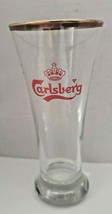 Vintage 1960&#39;s Carlsberg beer red crown Logo gold rimmed Pilsner glass U198 - £18.31 GBP