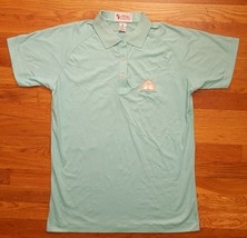 Walt Disney World Fashions Swan Teal Turquoise Button S/S Polo Shirt Medium M - £27.53 GBP