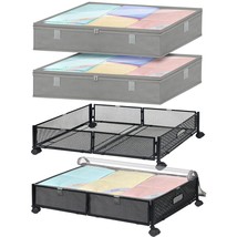 Under Bed Storage With Wheels &amp; Removable Bags, 2 Pcs Underbed Storage Container - £59.14 GBP