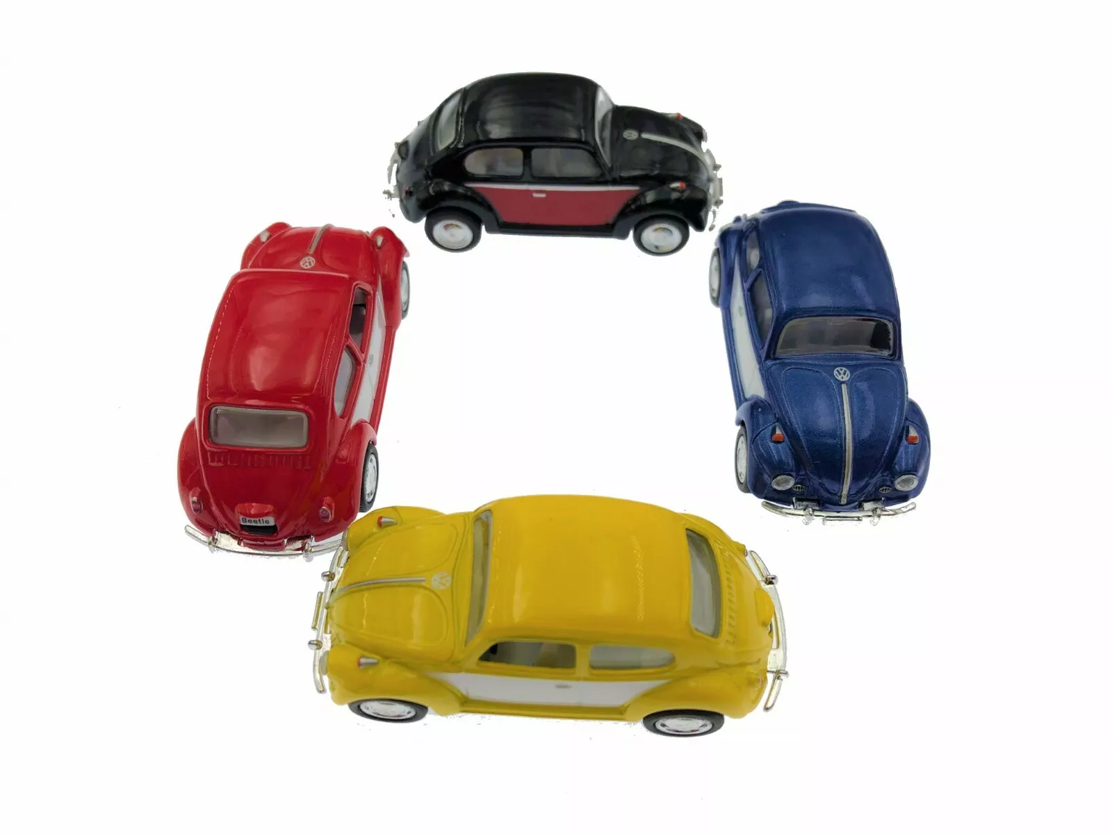 New Diecast 4Pc Set 2.5&quot; 1967 Vw Beetle 2Tone Diecast Model Toy Car 1:64 - £18.52 GBP