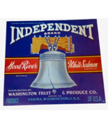 Independant Brand Hood River White Salmon Fruit Crate Label Blue - $4.90