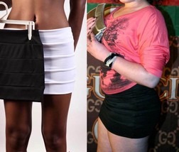 NEW Coutori Black Pintuck Bodycon Bandage Mini Skirt Size S L - £17.52 GBP