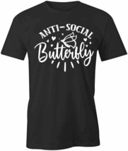ANTI-SOCIAL Butterfly T Shirt Tee Short-Sleeved Cotton Sarcastic S1BSA340 - £14.15 GBP+