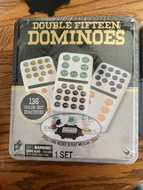 Cardinal Double Fifteen 15/Fifteen Color Dot Dominoes Mexican Train Tin ... - $39.55