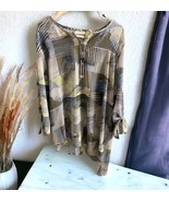 CHICO&#39;S Blouse Womens Size 3 Striped Roll Tab Sleeve Top Angle Hem Sheer... - $364.70 MXN