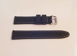 Watch black sports fashion strap band White stitching stainless steel bu... - $16.22