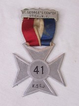 ANTIQUE KNIGHTs of ST JOHN MEDAL BADGE ST GEORGES COMMANDERY UTICA NY - £21.35 GBP