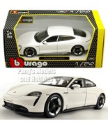 Porsche Taycan Turbo S 1/24 Scale Diecast Model by Bburago - WHITE w/ BOX - $48.72 CAD
