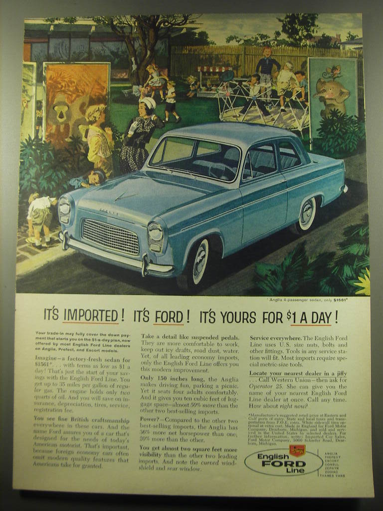 Primary image for 1959 Ford Anglia 4-Passenger Sedan Ad - It's imported! Its Ford! It's yours