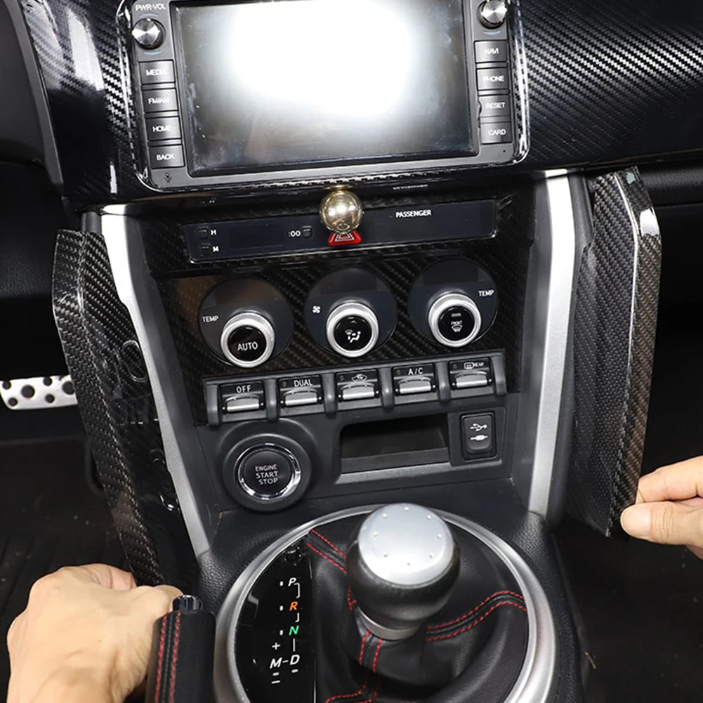 2pcs Car Central Console Side Trim Strip Carbon Fiber Gear Shift Panel Decor C - £22.66 GBP