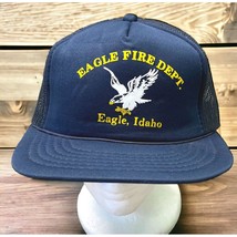 Eagle Fire Dept Trucker Hat Vintage Snapback Mesh Navy Blue Idaho - $16.98