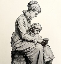 The Lesson 1888 Teacher Child Victorian Antique Art Print Mario Roggi DWT4B - £27.97 GBP