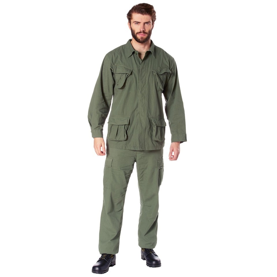 OD Green Vintage Military Rip-Stop Vietnam Era BDU Fatigue Shirt Fast Shipping Item image 3
