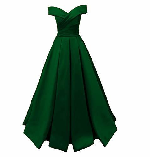 Kivary Plus Size Long Off The Shoulder Formal Prom Evening Dresses Emerald Green