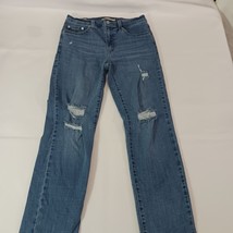 Levi’s 724 High Rise Straight Women's Blue Cotton Distressed Jeans Size 29 29×30 image 11