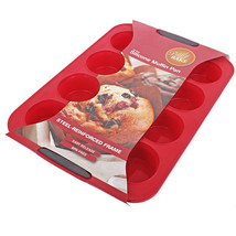 Daily Bake Silicone 12-Cup Muffin Pan - Red - £43.76 GBP