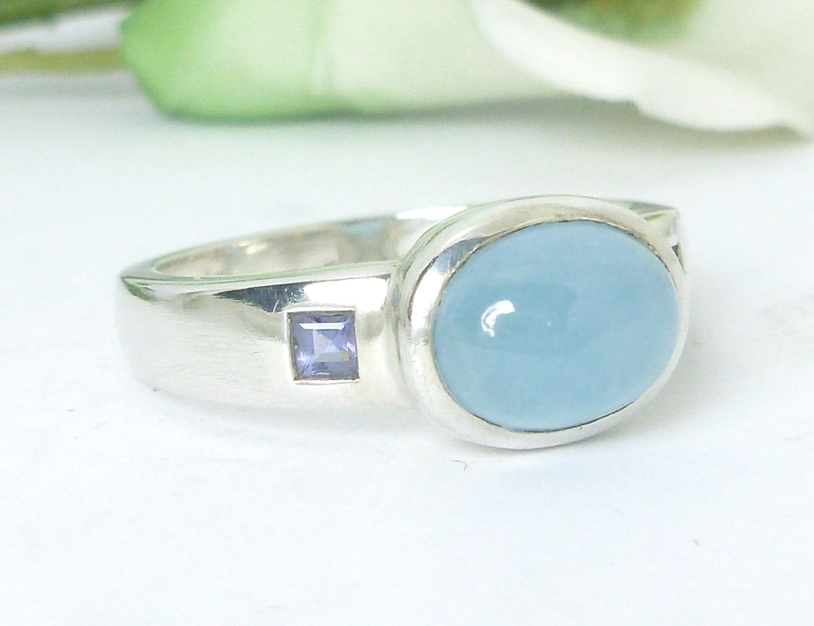 Primary image for Sterling Azure Jadeite and Iolite Ring Size 7