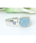 Sterling Azure Jadeite and Iolite Ring Size 7 - £46.39 GBP
