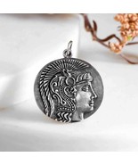 Sterling Silver Goddess Athena Coin Pendant 25x21mm - $72.89 CAD