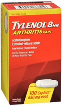 Tylenol 8HR Arthritis Pain Reliever Fever Reducer 100 Caplets 650mg Exp ... - $10.88