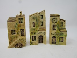 Vtg 3 Solid Miniature Buildings Cave a Vin Ecole Gable Roof  1980&#39;s - $14.80