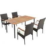 5 Pieces Patio Wicker Dining Set with Detachable Cushion and Umbrella Ho... - €556,96 EUR